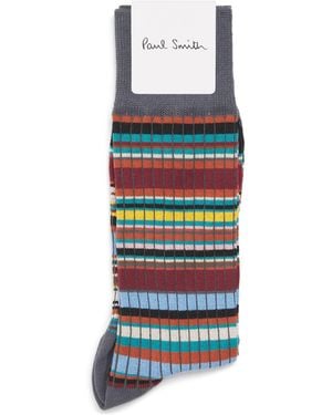 Paul Smith Ribbed Signature Stripe Socks - White