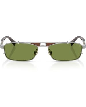 Brunello Cucinelli Titanium Rectangular Paloma Sunglasses - Green