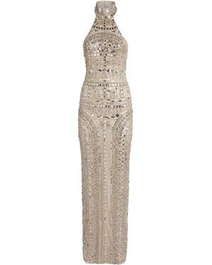 Zuhair Murad Silk Embellished Halterneck Gown - White
