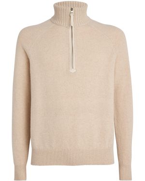 Tom Ford Cashmere-Blend Half-Zip Sweater - Natural