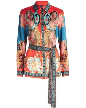 Etro Paisley Belted Overshirt - Red