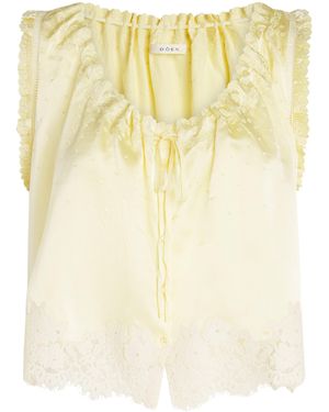 Doen Silk Embroidered Toulouse Blouse - Yellow