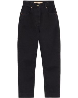 Valentino Stretch-Denim Cropped Straight Jeans - Blue