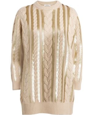 Max Mara Wool-Cashmere Sequinned Mini Dress - Natural