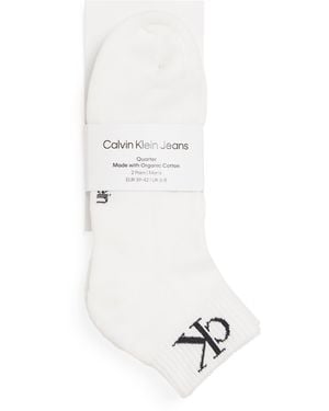 Calvin Klein Cotton-Blend Quarter Socks - White