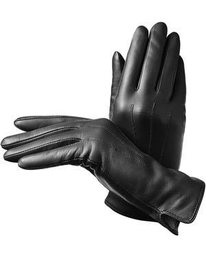 Aspinal of London Wool-Cashmere Lined Leather Gloves - Black