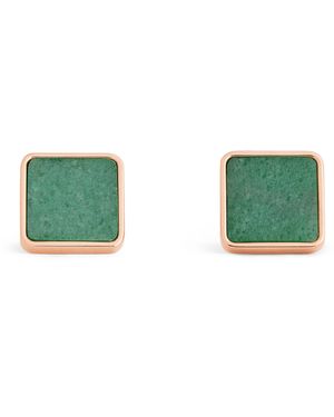 Babette Wasserman Rose-Plated Key Stone Cufflinks - Green
