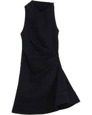 McQueen Cotton Asymmetric Mini Dress - Black