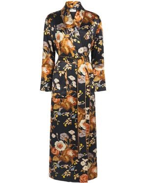 Olivia Von Halle Silk Capability Floral Robe - Multicolour