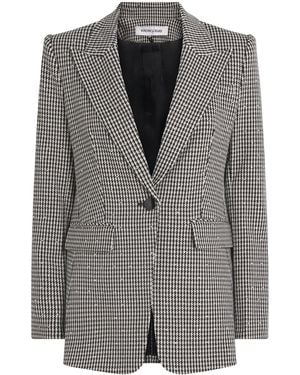 Veronica Beard Houndstooth Embellished Livvy Dickey Blazer - Grey