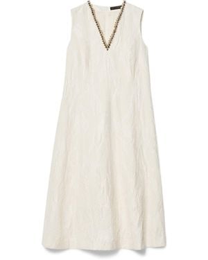 Marina Rinaldi Cotton-Linen Flared Midi Dress - White