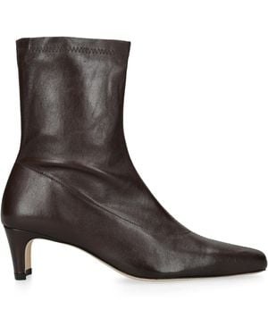 STAUD Leather Wally Sock Ankle Boots 55 - Brown