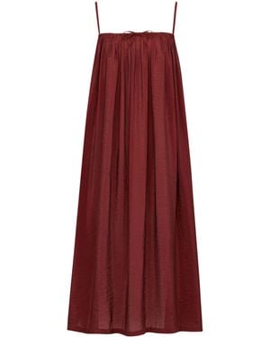 Saint Laurent Taffeta Gathered Midi Dress