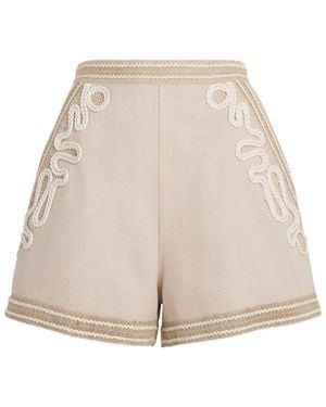 PATBO Embroidered High-Rise Shorts - Natural