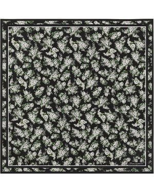 Dolce & Gabbana Silk Floral Square Scarf - Black