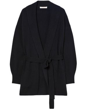 Marina Rinaldi Cashmere Tie-Belt Cardigan - Blue
