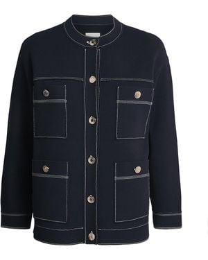 Sandro Topstitched Cardigan - Blue
