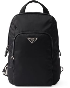 Prada Re-Nylon And Saffiano Leather Backpack - Black