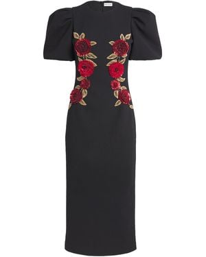 Rebecca Vallance Appliqué Rosetta Midi Dress - Black