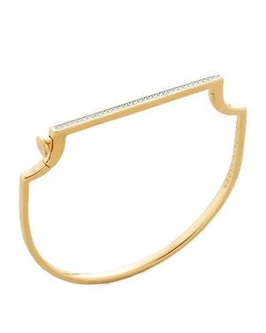 Monica Vinader Vermeil And Diamond Slim Signature Bangle - Metallic