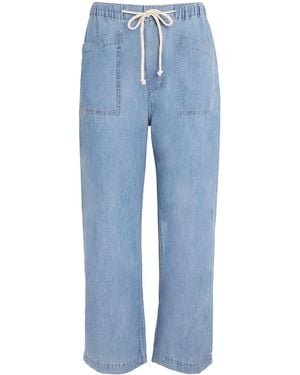 PAIGE Drawstring Evann Wide-Leg Jeans - Blue