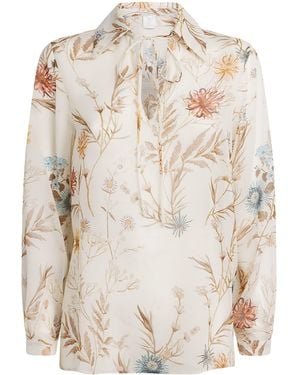 Eleventy Silk Floral Print Blouse - Natural