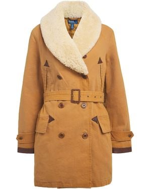 Polo Ralph Lauren Canvas Shearling Trim Ranch Coat - Natural