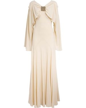 Rabanne Cape-Sleeve Gown - Natural