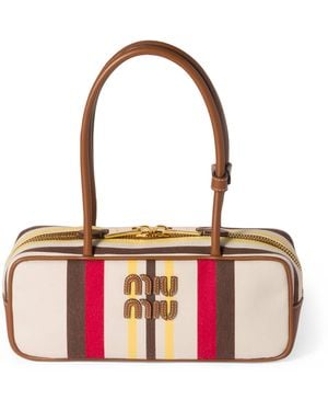 Miu Miu Canvas-Leather Beau Bag - Red