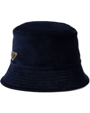 Prada Corduroy Bucket Hat - Blue