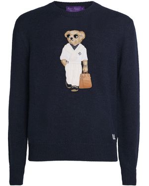 Ralph Lauren Silk-Linen Polo Bear Jumper - Blue