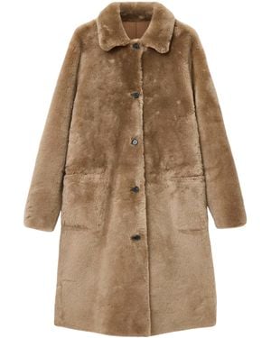 AllSaints Shearling Reversible Serra Coat - Natural