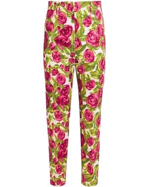 Weekend by Maxmara Stretch-Cotton Floral Slim Trousers - Red