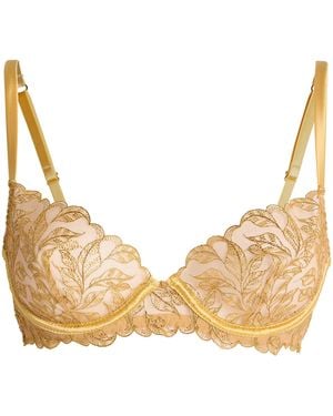 Coco De Mer Embroidered Liora Plunge Bra - Natural