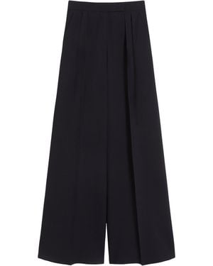 Max Mara Wool-Blend Wide-Leg Trousers - Blue