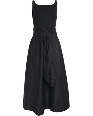ME+EM Jersey And Poplin Fit + Flare Midi Dress - Black