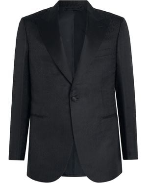Brioni Silk Jacquard Virgilio Tuxedo Jacket - Black