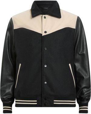AllSaints Leather-Trim Endleton Bomber Jacket - Black