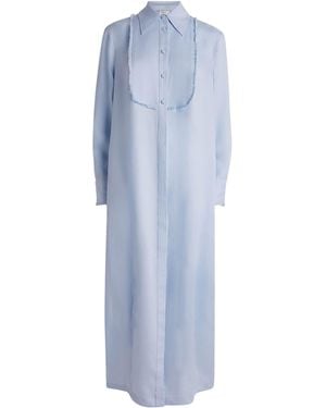 Agnona Linen Maxi Shirt Dress - Blue