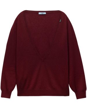 Prada Cashmere Deep V-Neck Sweater - Purple
