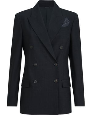 Brunello Cucinelli Wool-Blend Double-Breasted Jacket - Black