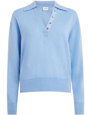 Claudie Pierlot Wool-Cashmere Polo Jumper - Blue