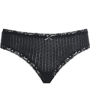 Skims Pointelle Lace-Trim Briefs - Black