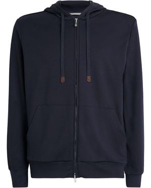 Marco Pescarolo Virgin Wool-Blend Zip-Up Hoodie - Blue
