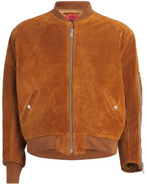424 Suede Military Bomber Jacket - Brown