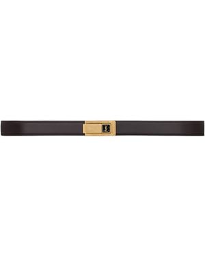 Saint Laurent Leather Cassandre Charniere Belt - White