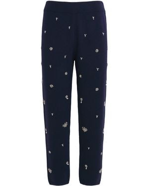 Jonathan Simkhai Wool-Cashmere Embellished Kandace Joggers - Blue