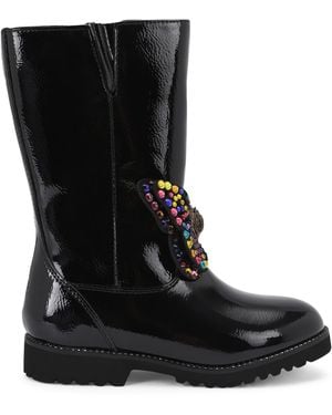 Kurt Geiger Patent Leather Butterfly Knee-High Boots - Black