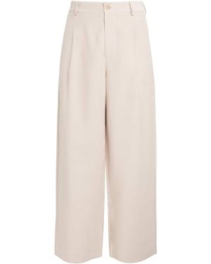 Commas Cotton-Blend Travel Wide-Leg Trousers - White