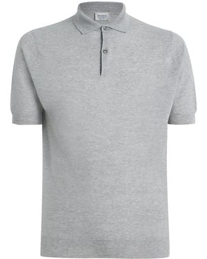 John Smedley Merino Wool Textured Polo Shirt - Grey
